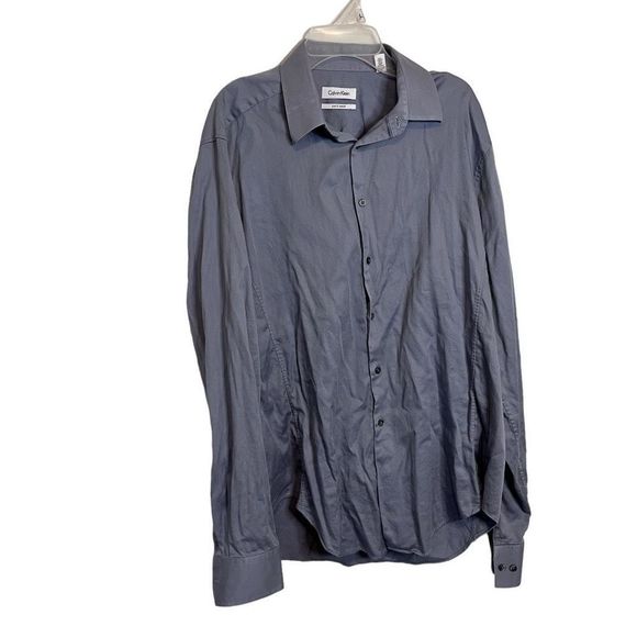 Calvin Klein Men’s Gray Slim Fit Stretch Button Down Dress Shirt size XL. - Picture 1 of 5